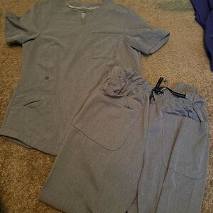 Cuddl Duds Heather Gray scrub set